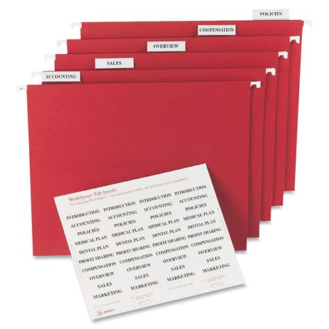 Avery® Printable Tab Inserts For Hanging File Folders Suburban