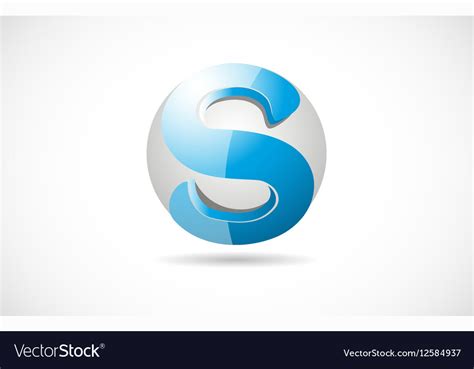 Alphabet Letter S Sphere 3d Blue Logo Icon Design Vector Image