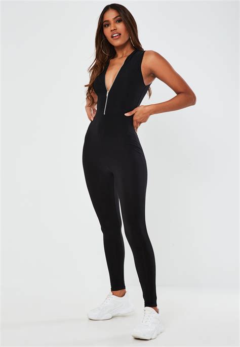 Black Zip Front Unitard Jumpsuit #Sponsored #Zip, #SPONSORED, #Black, #