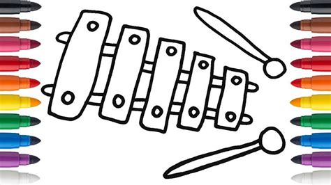 Each plate creates a different musical note. Learn how to draw and color an xylophone for kids # ...