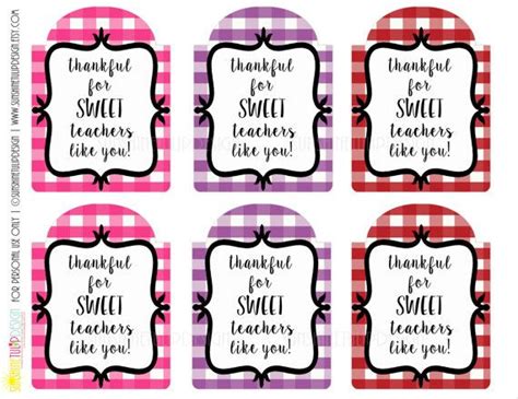 Teacher Appreciation T Tags Printable Thankful For Sweet Etsy