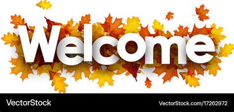 Welcome Banner With Golden Leaves Royalty Free Vector Image