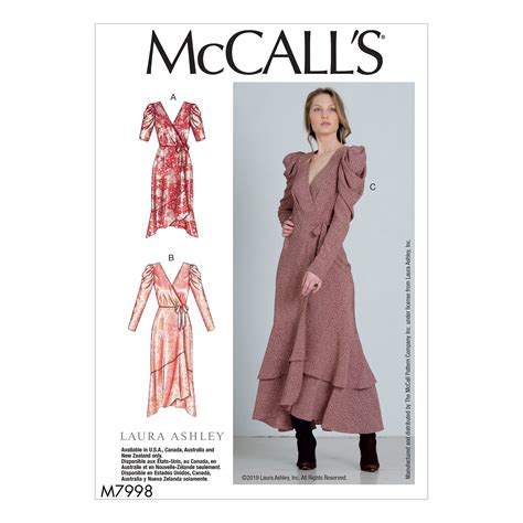 Mccalls Pattern Laura Ashley Misses Dresses Sizes 14 16 18 20 22