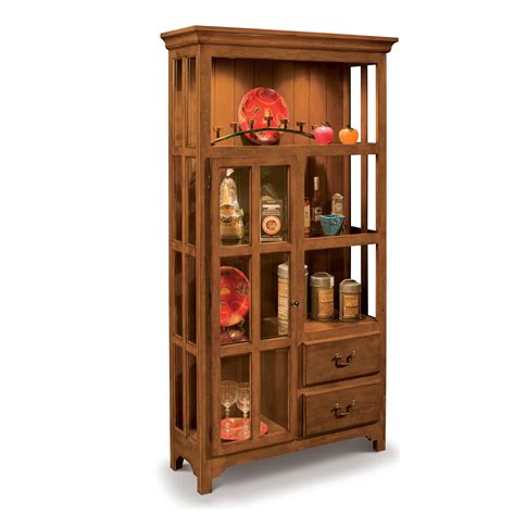 This curio cabinet displays your favorite collectibles and trinkets beautifully on adjustable glass shelves; Philip Reinisch Co. ColorTime Solid Wood Curio Display ...
