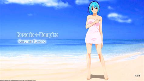 Wallpaper Anime Girls Blue Hair Beach Rosario Vampire Towel