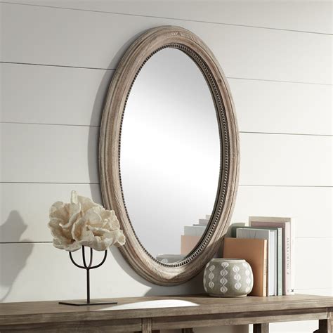 Noble Park Oval Vanity Decorative Wall Mirror Rustic Natural Wood Frame