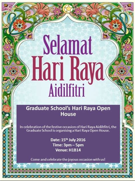 Opening hours vary from stall to stall. Invitation UNMC Graduate School Hari Raya Open House ...