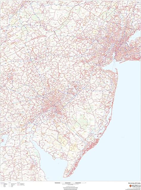 Amazon Com New Jersey Zip Code Map X Paper Office Products