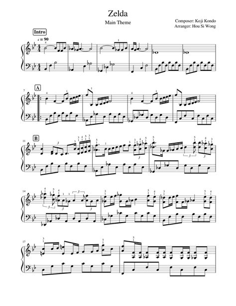 Legend Of Zelda Main Theme Sheet Music For Piano Solo