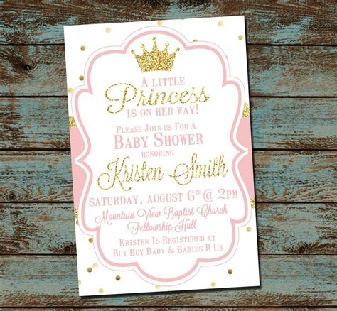 Little Princess Baby Shower Invitation Pink And Gold Baby