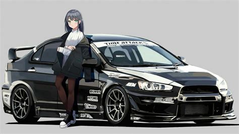 Download Mitsubishi Lancer Evolution Jdm Anime Girl Wallpaper