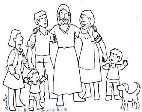Dibuja imágenes sobre el abuelo, la abuela, el padre, la madre, hermanos. Imagenes De Jesus: Con Una Familia - AZ Dibujos para colorear