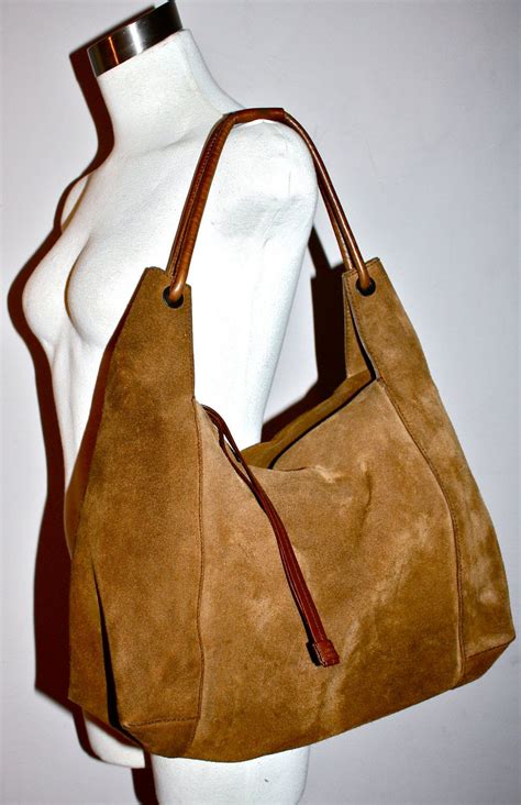 Huge Vintage Gucci Authentic Brown Suede Slouchy Leather Hobo Bag