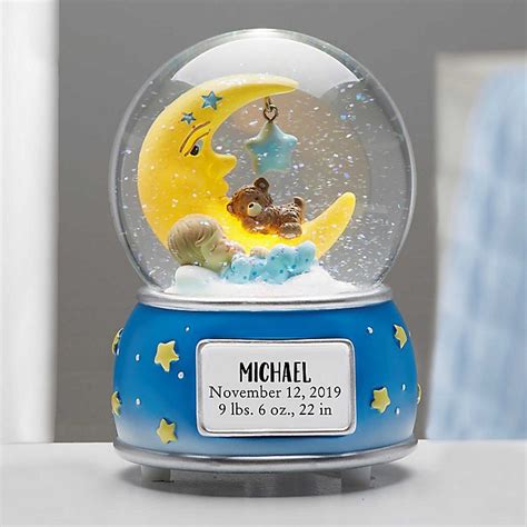 Baby Boy Personalized Musical And Light Up Snow Globe Bed