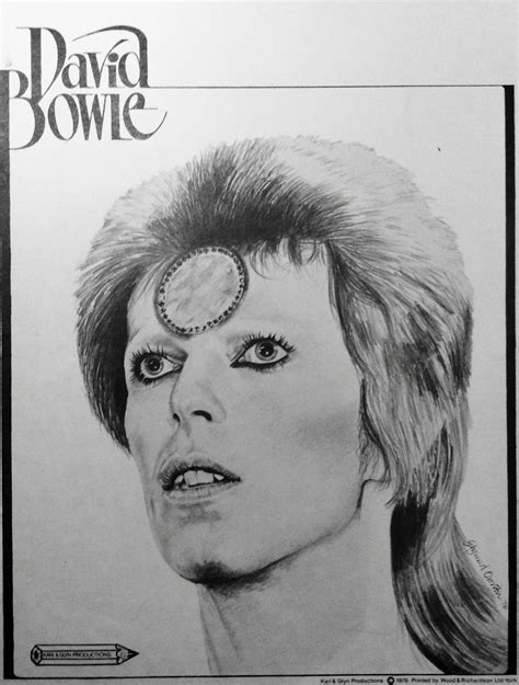 David Bowie Star Man Ziggy Stardust Pencil Drawing Glyn Overton