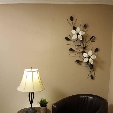 Double Flower Vine Metal Wall Art Flowers Exterior ̸