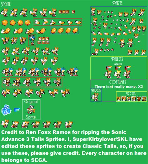 Classic Tails Advance Sprite Sheet By SuperKirbylover On DeviantArt