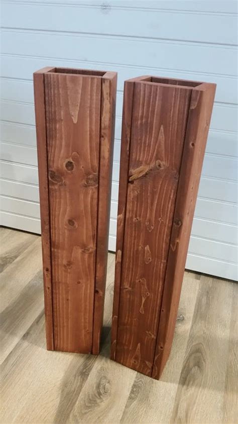 Set Of 28 And 24 Tall Rustic Floor Vases Wood Etsy Rustic Floor Vase Wooden Vase Rustic