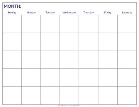 Printable Blank Calendar | Blank calendar pages, Blank calendar