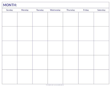 Printable Blank Calendar Blank Calendar Pages Blank Calendar