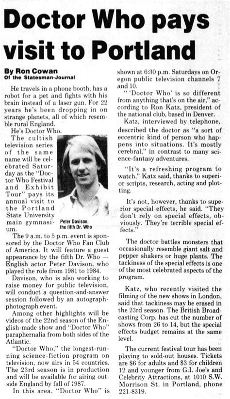 Doctor Who pays visit to Portland - The Doctor Who Cuttings Archive