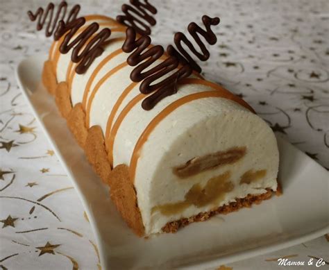 Bûche à la poire coeur caramel et croustillant spéculoos