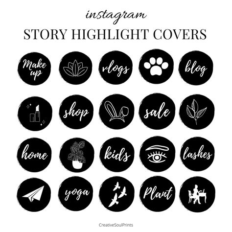 Black And White Instagram Highlight Cover Icons Etsy