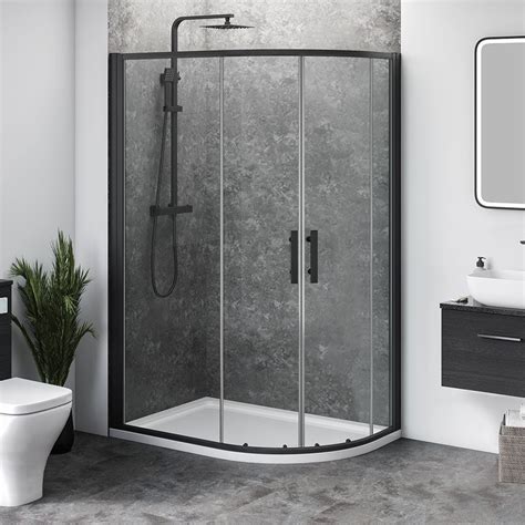 Aqua I 6 Black Offset Quadrant Shower Enclosure Double Sliding Door
