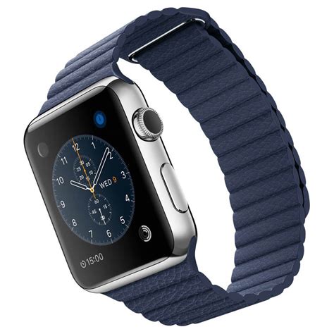 Pu Leather Loop Bandje Voor De Apple Watch 42mm 44mm Bandje Blauw