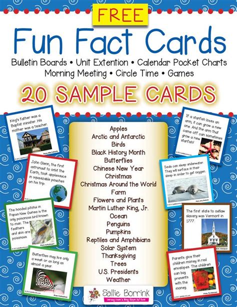 Fun Fact Cards 20 Free Cards A Quiet Simple Life With Sallie