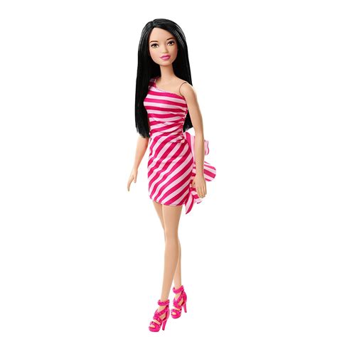 Barbie Glitz Doll Pink Stripe Ruffle Dress T7580 Toys For Kids