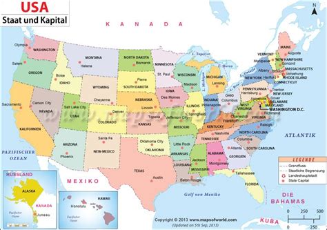 Landkarte Us Bundesstaaten Und Ihre Hauptstadte Usa Karte Landkarte