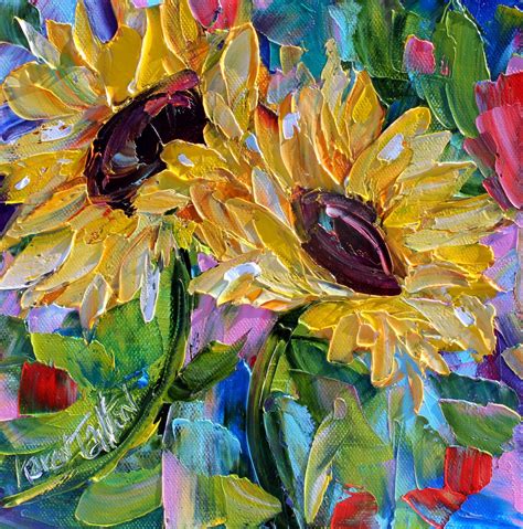 Karen Tarlton Rainy Love And Sunflower Oil Paintings By Karen Tarlton