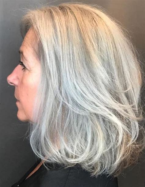 Layered Gray Lob For Older Women Gorgeous Gray Hair Medium Hair