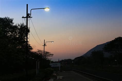 Street Light Against Twilight Background Stock Photo Image Of Dusk