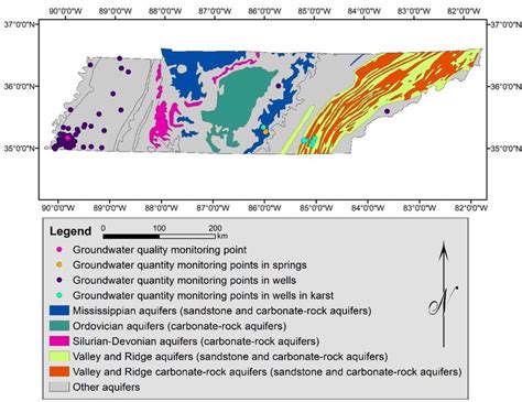 Map Presenting Main Karst Aquifer Delineation In Tennessee And