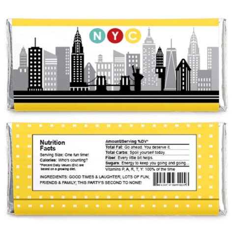 Nyc Cityscape Candy Bar Wrapper New York City Party Favors Etsy