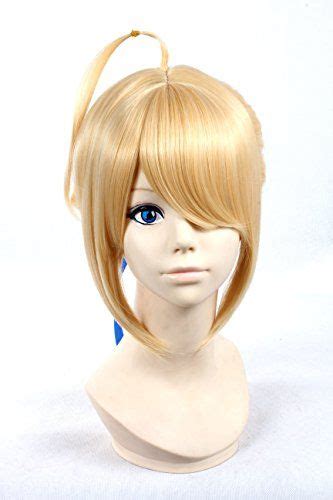 Gooaction Women Anime Blonde Bangs Wig With A Detachable Braided Bun For Fate Stay Night Saber