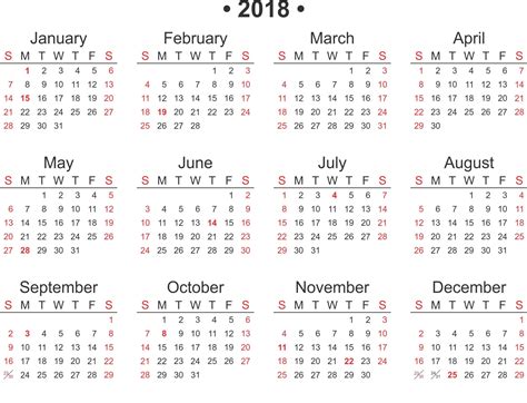 Free Printable 2018 Calendar Template Word Excel