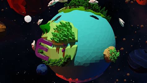 3d Model Low Poly Earth In Space With Planets And Stars Vr Ar Low