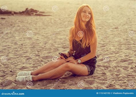 Redhead Woman On A Beach Stock Image Image Of Person 115142193