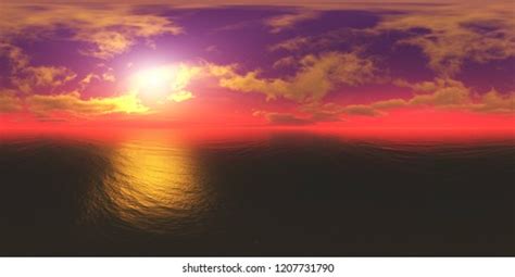 Panorama Sea Sunset Environment Map Hdri Arkivillustrasjon 1207731790