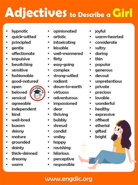 Adjectives To Describe A Girl Pdf And Infographics Engdic