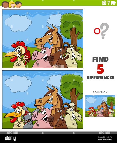 Differences Educational Game With Farm Animals Stock Vector Image And Art