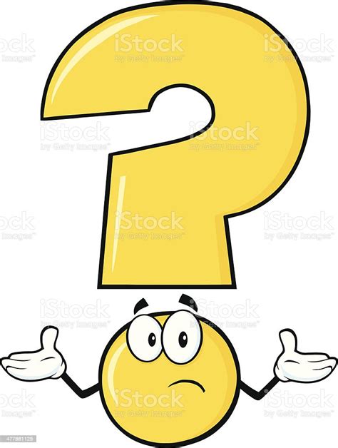 Yellow Question Mark Character With A Confused Expression Stock