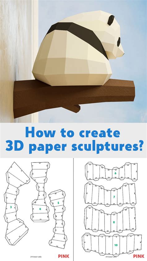 Papercraft Little Panda Diy Paper Craft 3d Template Pdf Kit Etsy