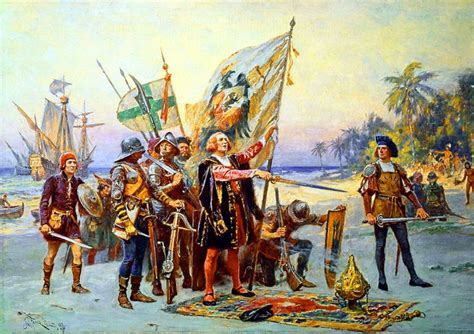 Christopher Columbuss First Landing In The Americas In 1492