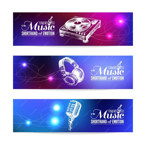 Premium Vector Set Of Music Banners Hand Drawn Illustrations And