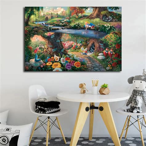 Alice In Wonderland Canvas Painting By Thomas Kinkade Posters Prints