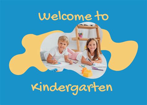 Happy Kids Drawing And Welcome To Kindergarten Online Postcard Template